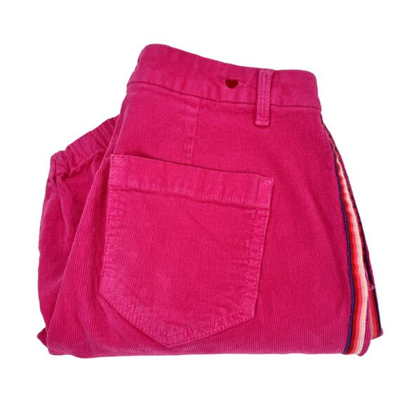 Sundry Pants Womens 24 (28x25 ACTUAL) Hot Pink Velvet Corduroy Ankle Zip Jogger - Picture 1 of 9